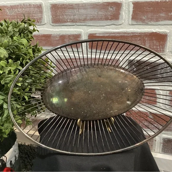 ⚫️ Vintage Gorham Silver Plate Wired Design Serving Fruit or Decor Bowl Basket - Picture 3 of 10